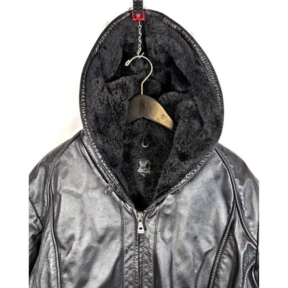 Classic Bullhide B-3 Leather Bomber Jacket Men’s XL Black Shearling Aviator Vtg
